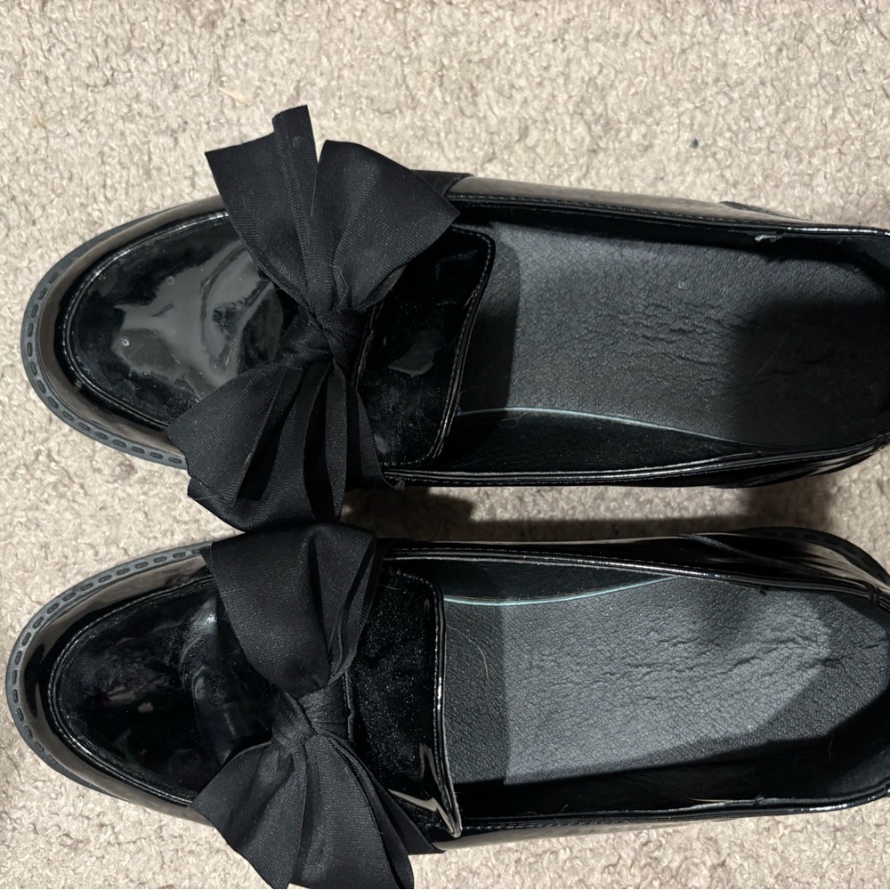 Amazon Black Patent Bow Loafers for Women